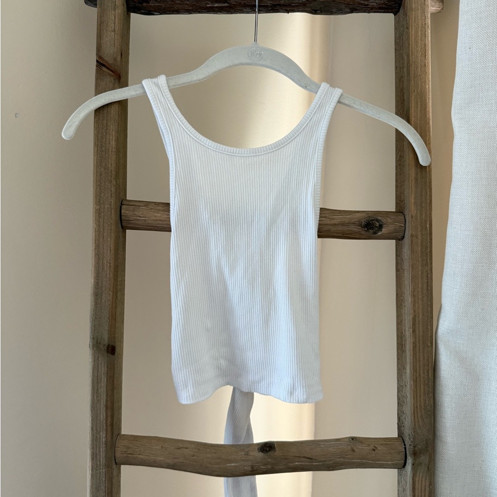 Ribbed White Tank Top